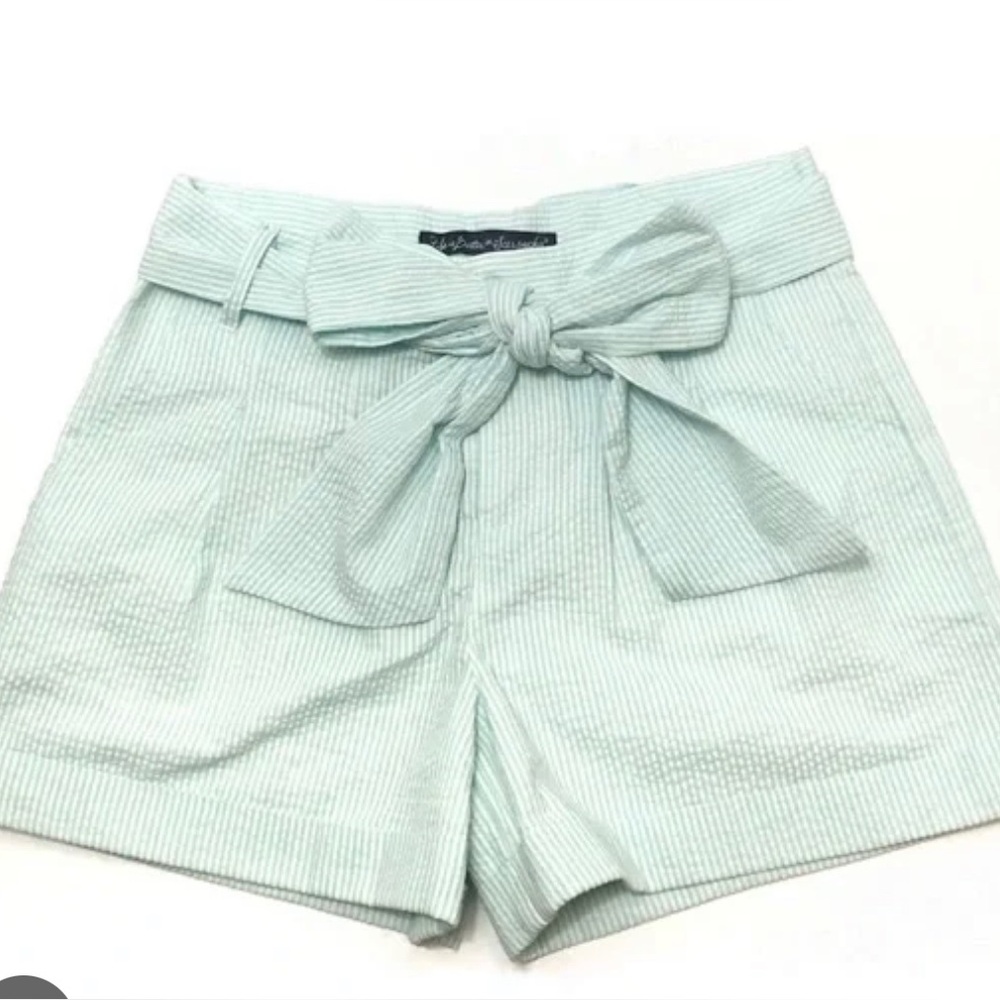 Mint Seersucker Bow Shorts